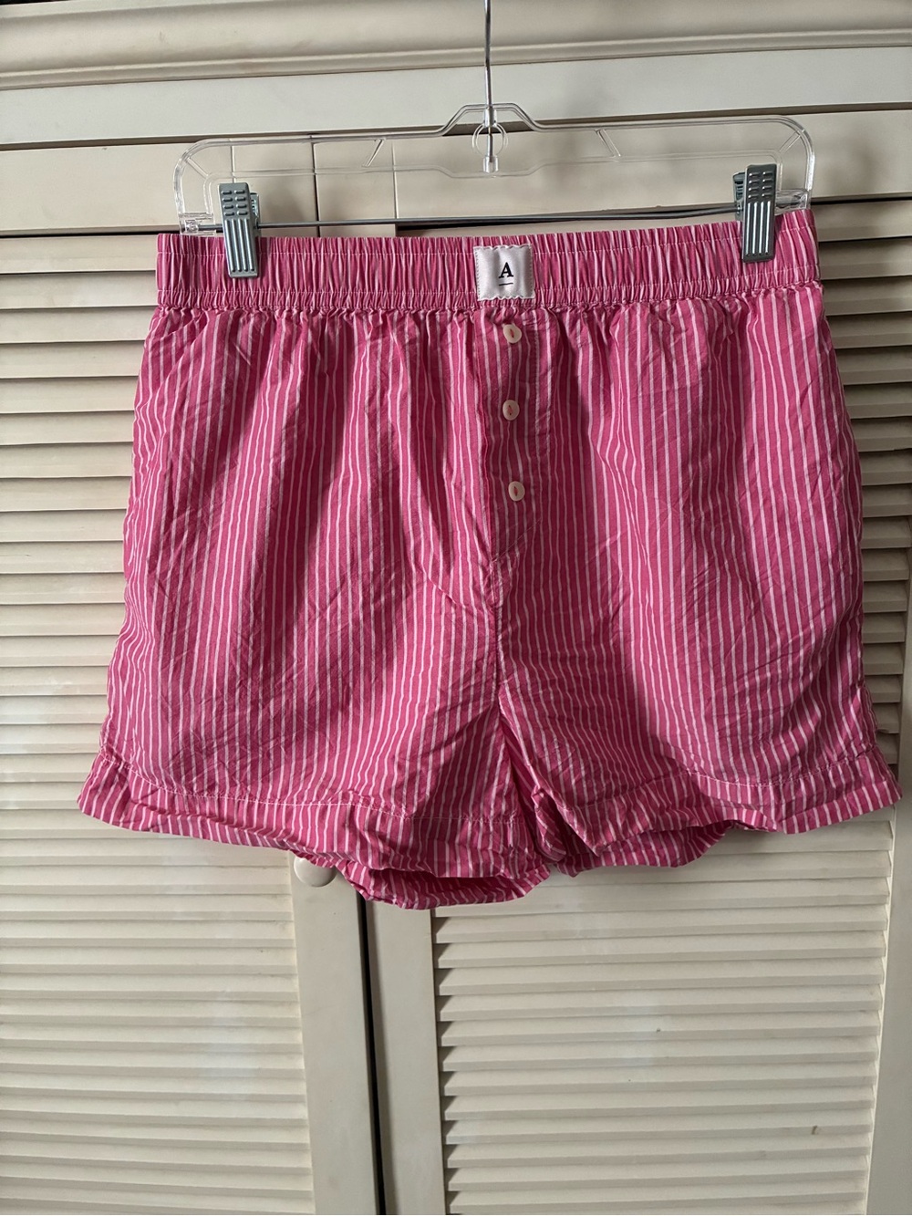 Anthropologie Pink and White Striped Boxer Shorts